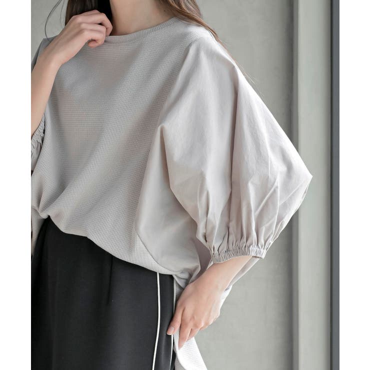 異素材切替７分袖ワッフルドルマンワイドプルオーバー | rps | 詳細画像14 