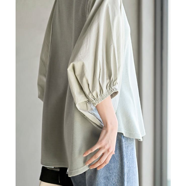 異素材切替７分袖ワッフルドルマンワイドプルオーバー | rps | 詳細画像18 