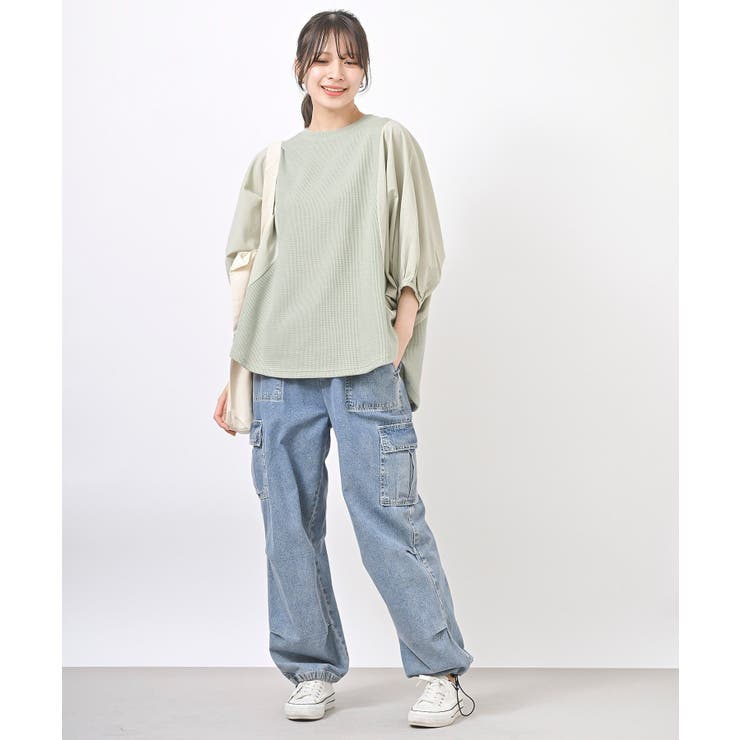 異素材切替７分袖ワッフルドルマンワイドプルオーバー | rps | 詳細画像19 