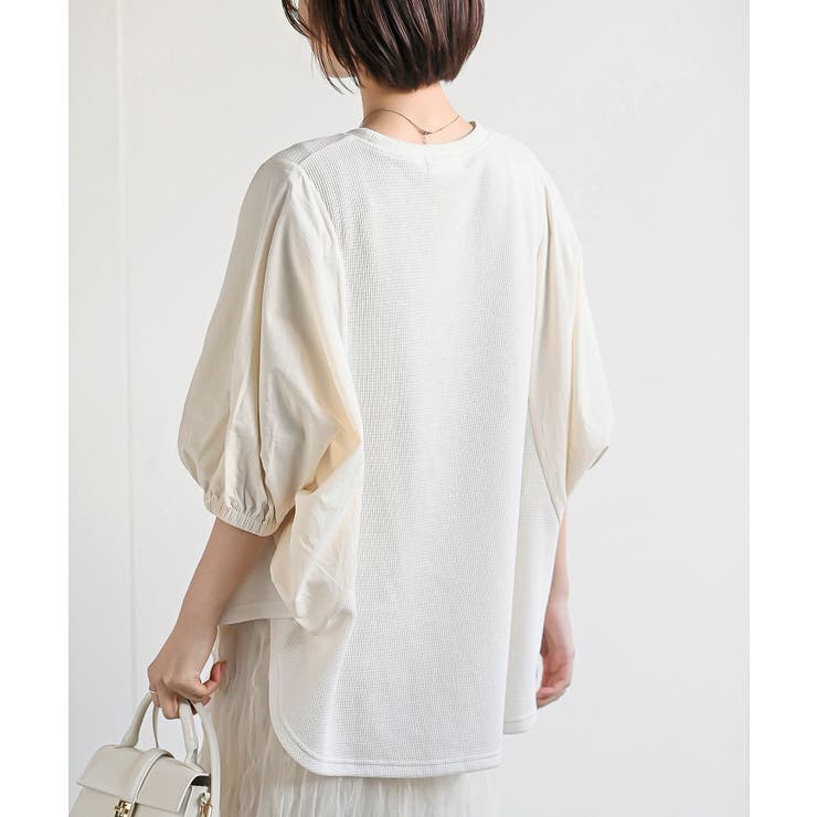 異素材切替７分袖ワッフルドルマンワイドプルオーバー | rps | 詳細画像34 