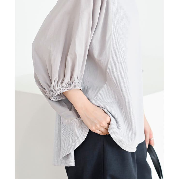 異素材切替７分袖ワッフルドルマンワイドプルオーバー | rps | 詳細画像9 