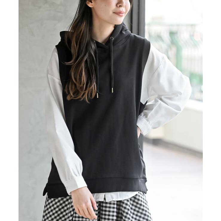 ブラック | 裏毛フードベスト | rps