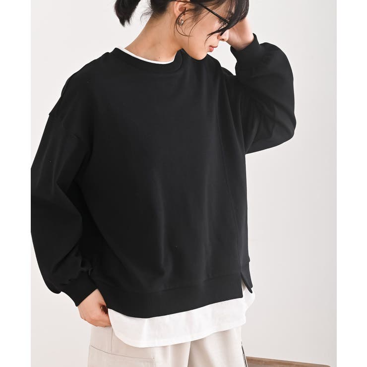 ブラック | レイヤード風裏毛プルオーバー | rps