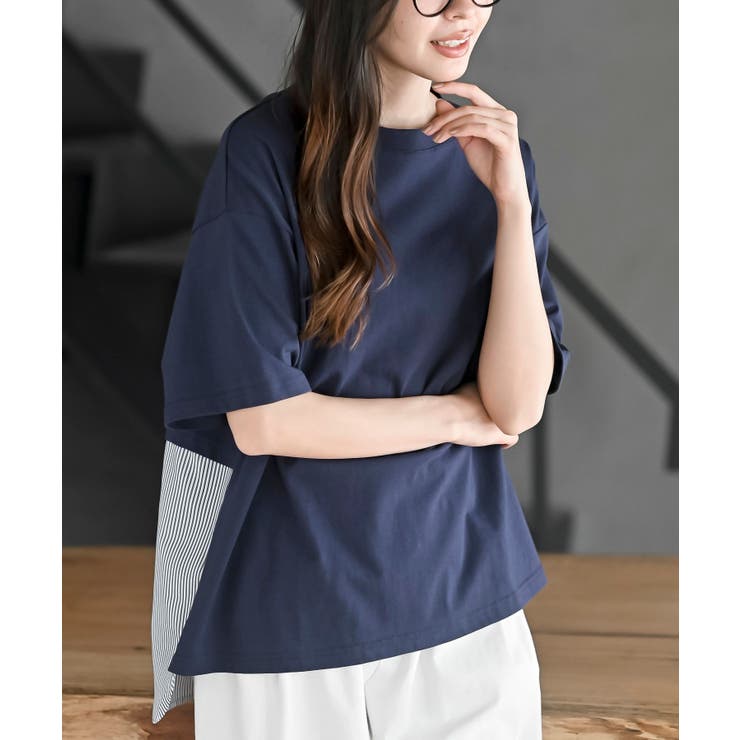 ネイビー | 背面ストライプ切替プルオーバー | rps