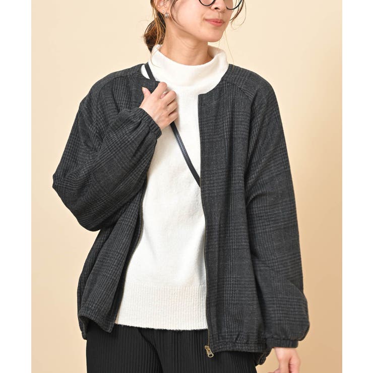 起毛チェックZIPブルゾン[品番：RPSW0001873]｜rps（アールピーエス