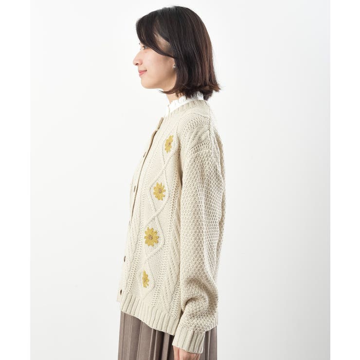 ami アイボリー ニットカーディガン ハート刺繍 男女兼用 ami