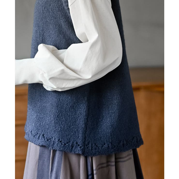 ハンド刺繍裾スカラップニットベスト | rps | 詳細画像17 