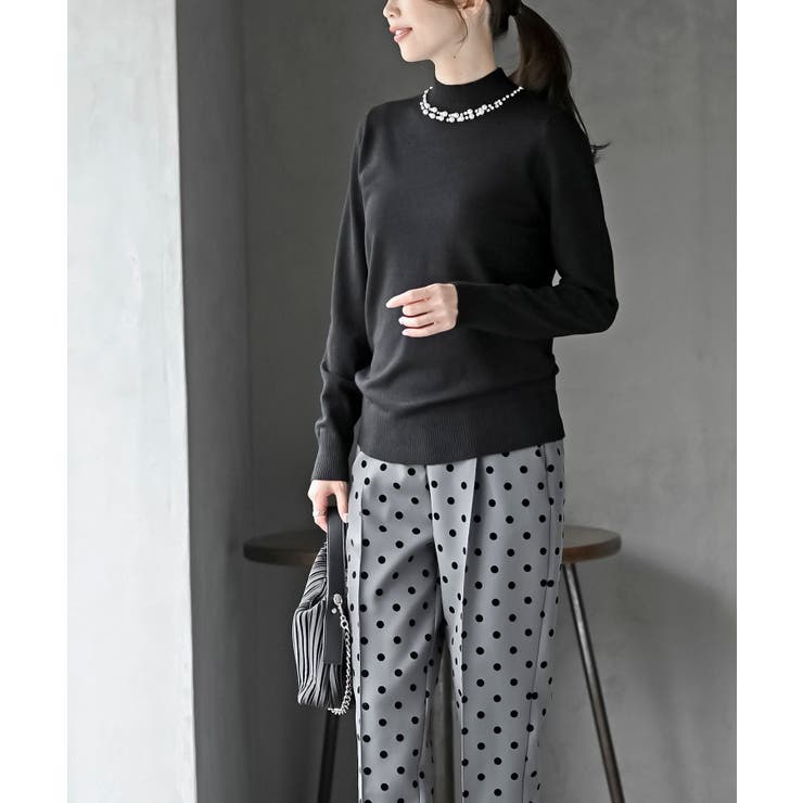 パールビジューネックハイネックニットプルオーバー | rps | 詳細画像12 