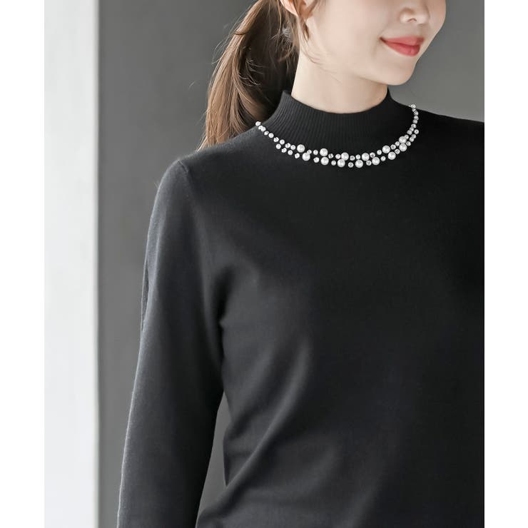 パールビジューネックハイネックニットプルオーバー | rps | 詳細画像15 