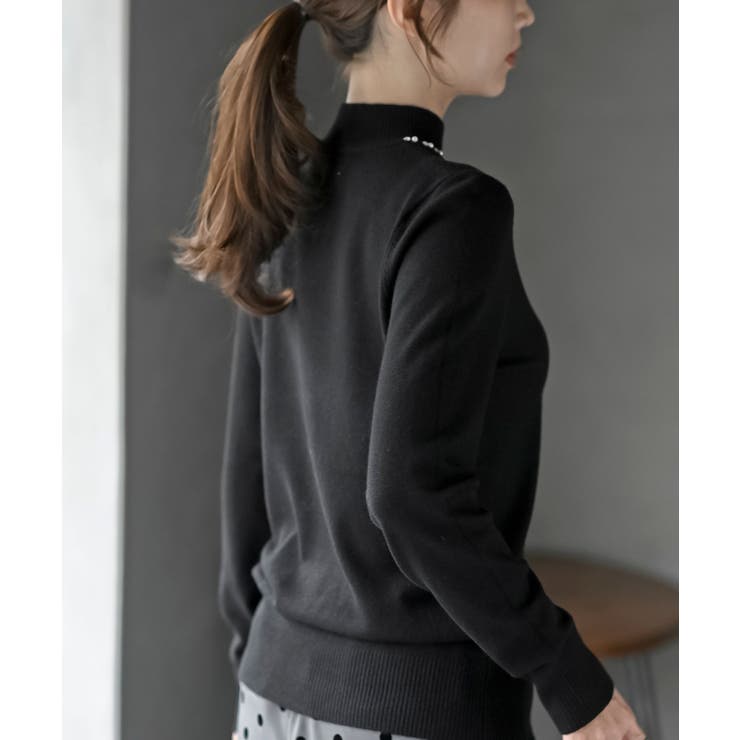 パールビジューネックハイネックニットプルオーバー | rps | 詳細画像18 