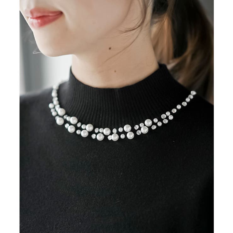 パールビジューネックハイネックニットプルオーバー | rps | 詳細画像19 