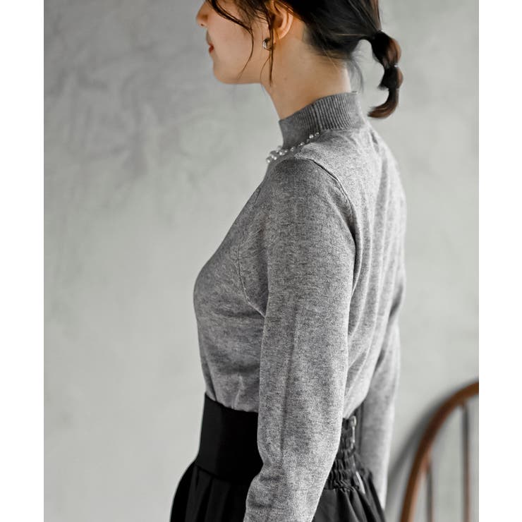 パールビジューネックハイネックニットプルオーバー | rps | 詳細画像26 