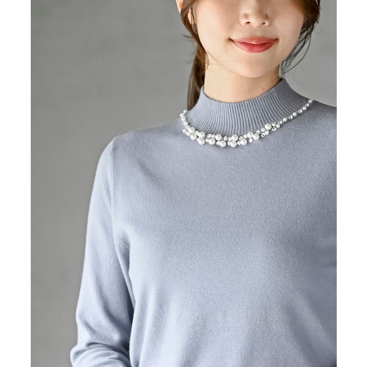 パールビジューネックハイネックニットプルオーバー | rps | 詳細画像33 