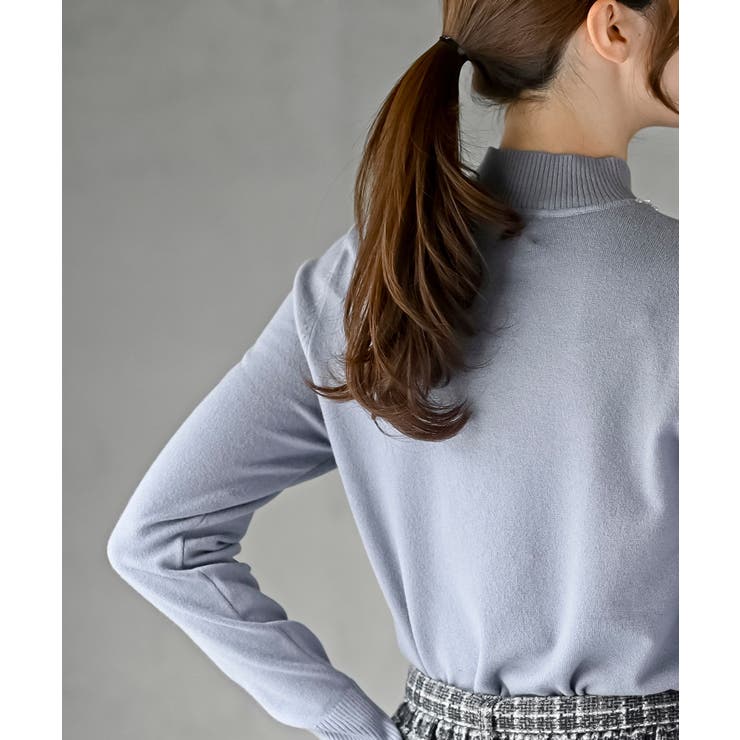 パールビジューネックハイネックニットプルオーバー | rps | 詳細画像36 