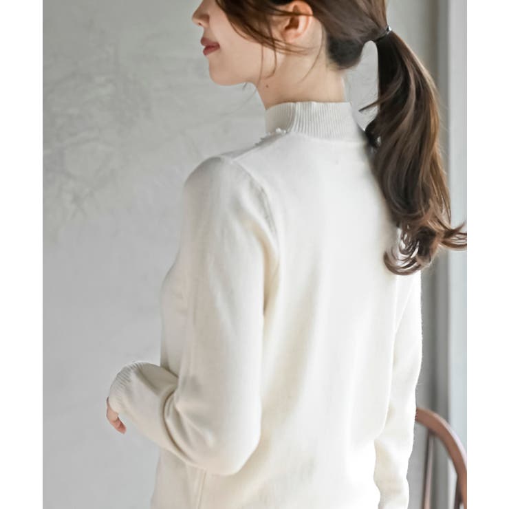 パールビジューネックハイネックニットプルオーバー | rps | 詳細画像7 