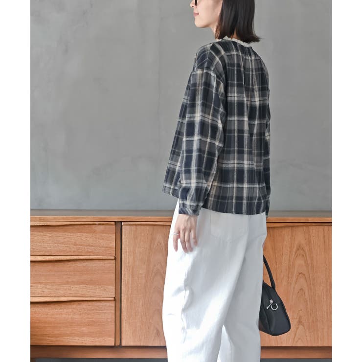 衿レースチェックブラウス | rps | 詳細画像12 