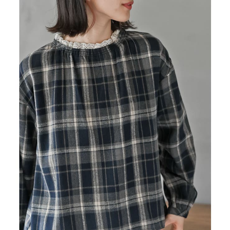 衿レースチェックブラウス | rps | 詳細画像15 