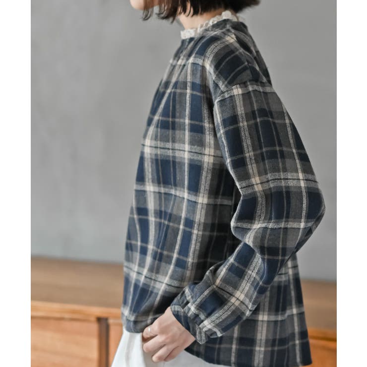 衿レースチェックブラウス | rps | 詳細画像16 