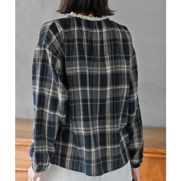 衿レースチェックブラウス | rps | 詳細画像17 
