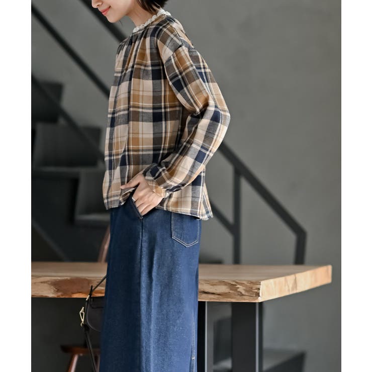 衿レースチェックブラウス | rps | 詳細画像21 