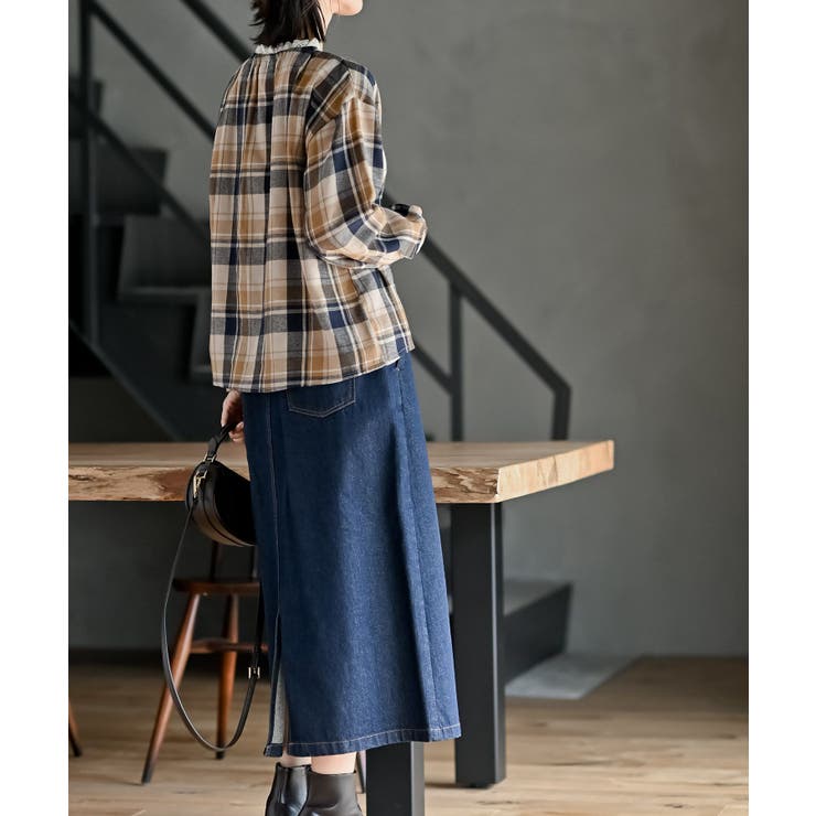 衿レースチェックブラウス | rps | 詳細画像23 