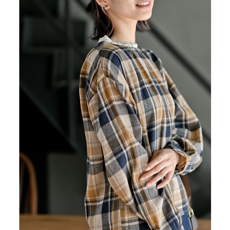 衿レースチェックブラウス | rps | 詳細画像25 