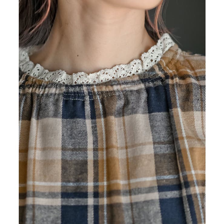 衿レースチェックブラウス | rps | 詳細画像28 