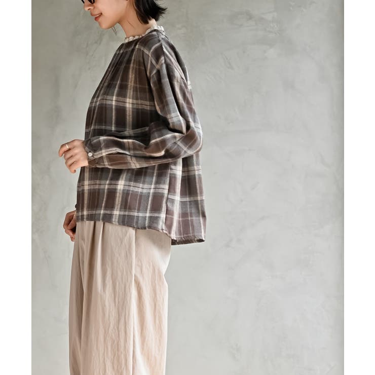 衿レースチェックブラウス | rps | 詳細画像3 