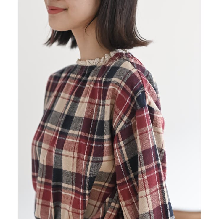 衿レースチェックブラウス | rps | 詳細画像35 