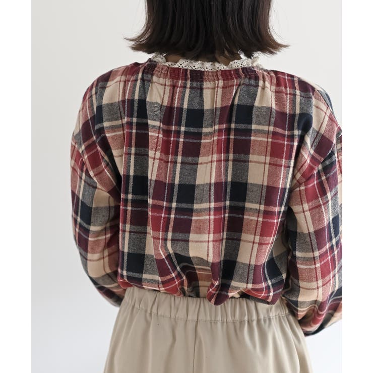 衿レースチェックブラウス | rps | 詳細画像36 