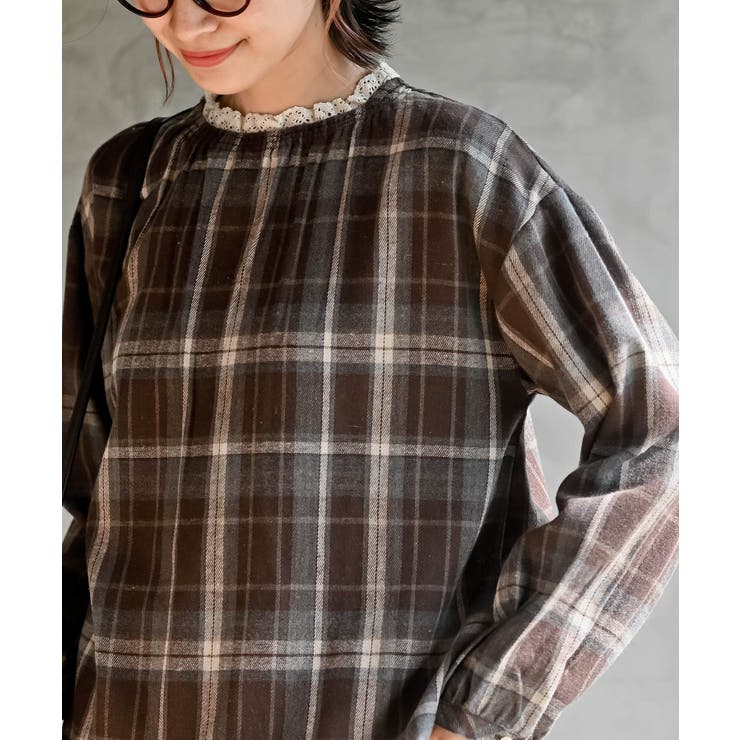 衿レースチェックブラウス | rps | 詳細画像6 