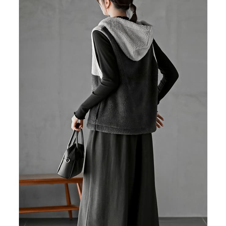 ボアフリース切替配色フードベスト | rps | 詳細画像12 