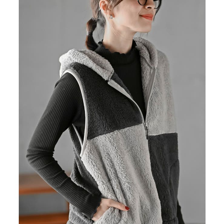 ボアフリース切替配色フードベスト | rps | 詳細画像14 