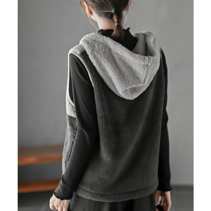 ボアフリース切替配色フードベスト | rps | 詳細画像16 