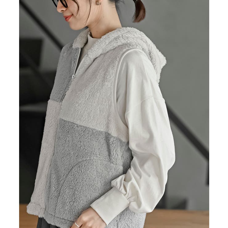 ボアフリース切替配色フードベスト | rps | 詳細画像7 