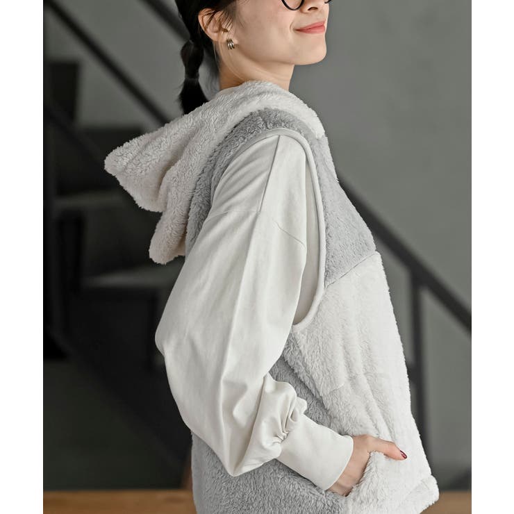 ボアフリース切替配色フードベスト | rps | 詳細画像9 