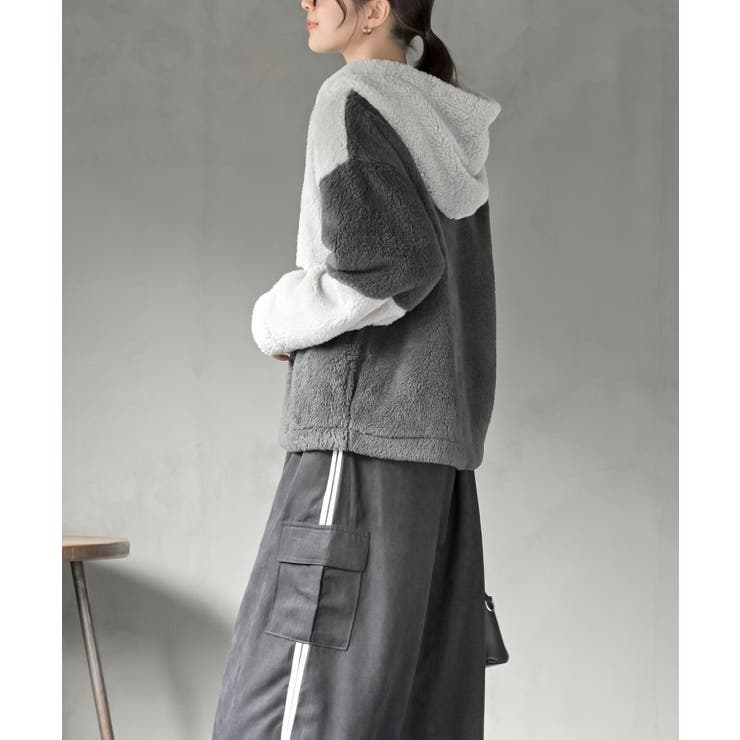 ボアフリース切替配色フードジャケット | rps | 詳細画像3 