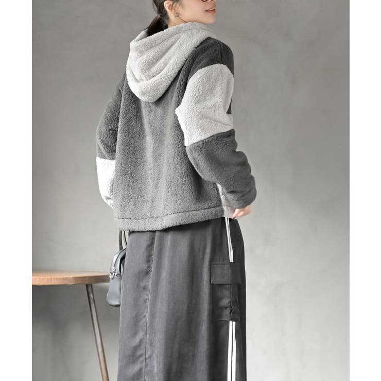 ボアフリース切替配色フードジャケット | rps | 詳細画像4 