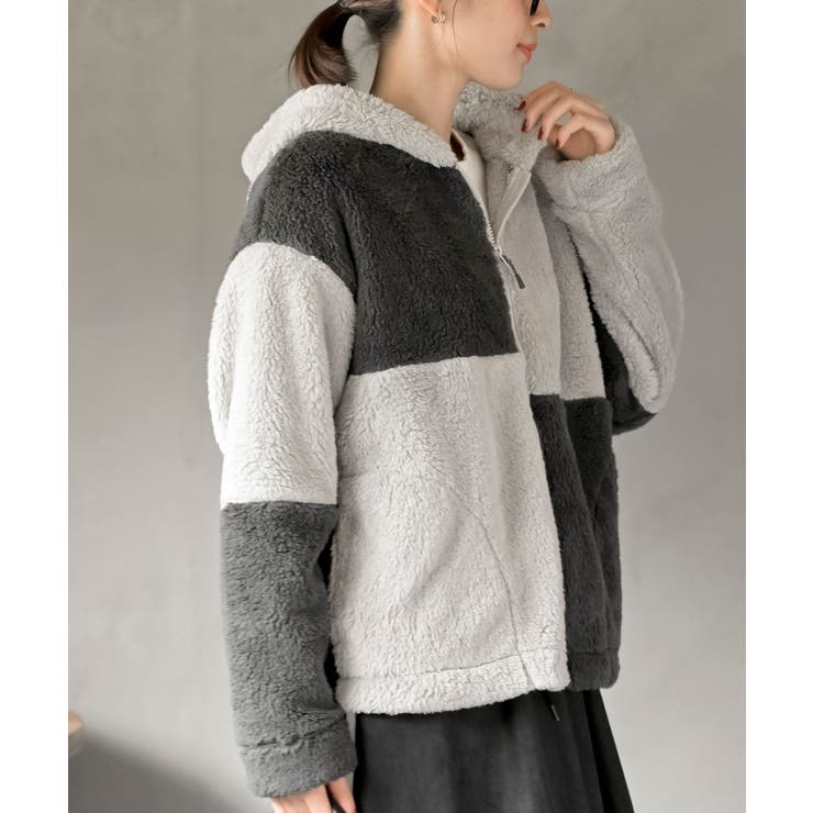 ボアフリース切替配色フードジャケット | rps | 詳細画像9 