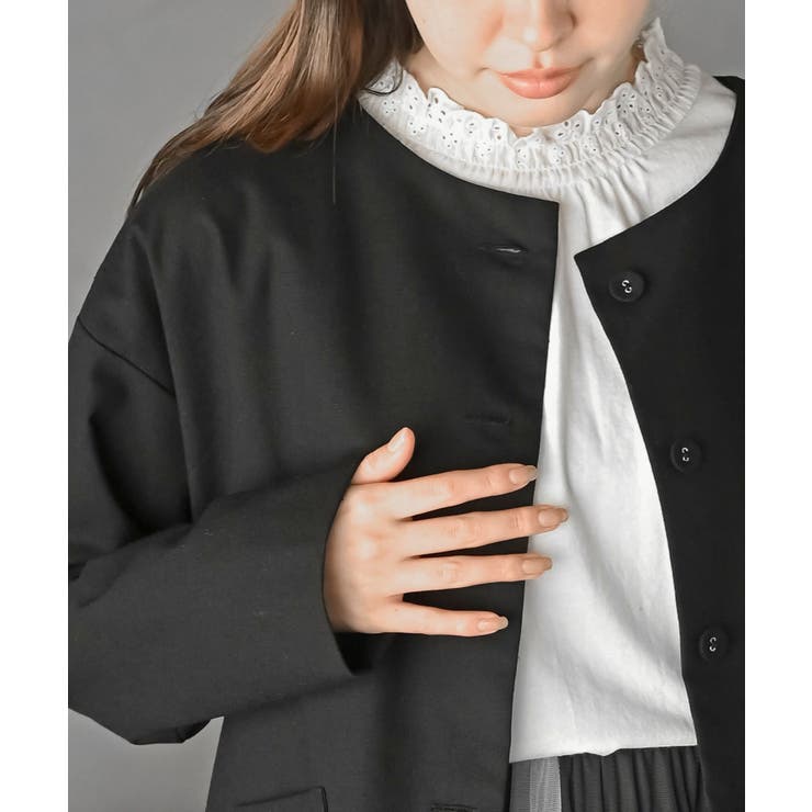 麻混ノーカラージャケット | rps | 詳細画像19 