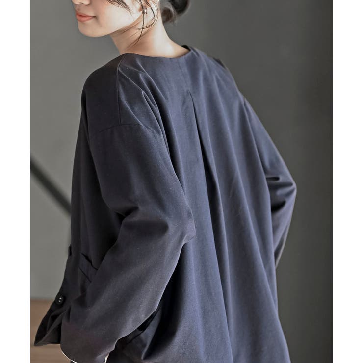 麻混ノーカラージャケット | rps | 詳細画像26 