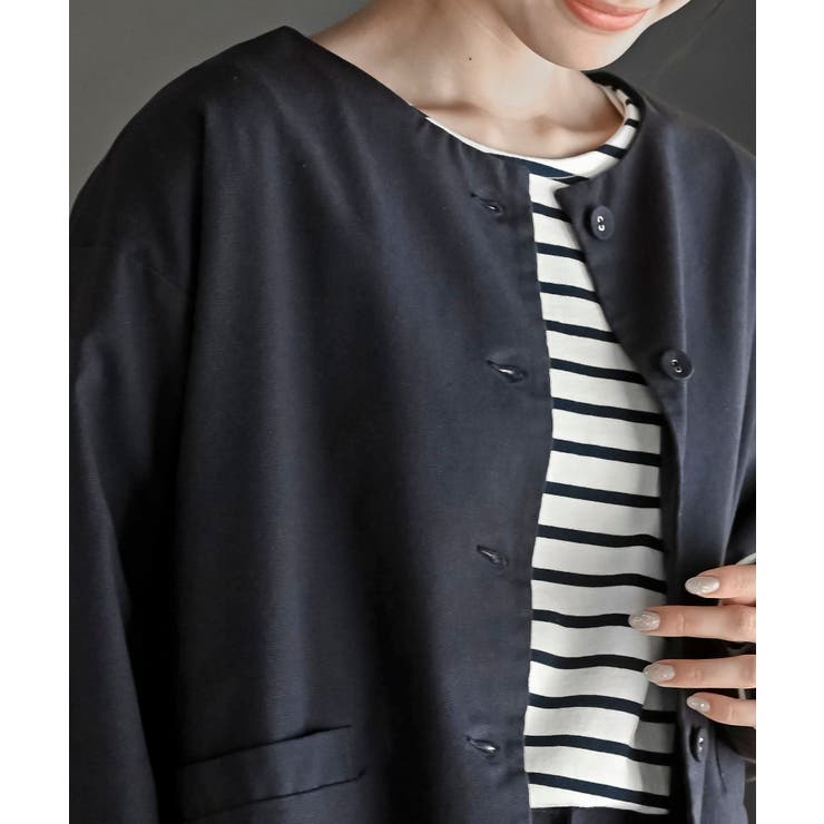 麻混ノーカラージャケット | rps | 詳細画像28 