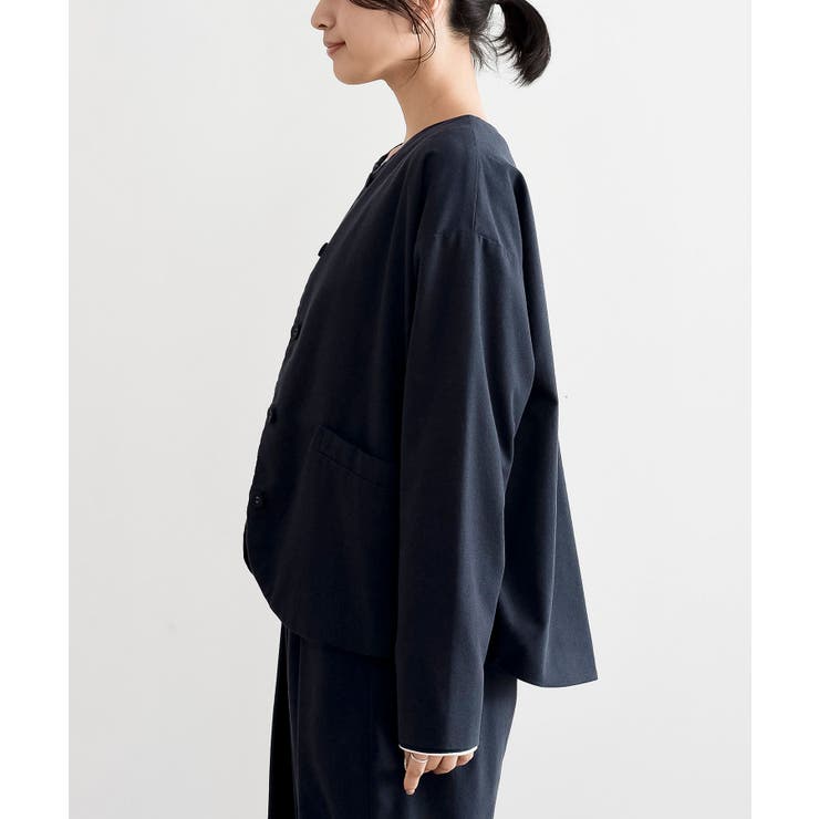 麻混ノーカラージャケット | rps | 詳細画像29 