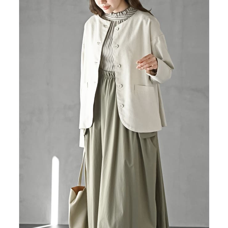 麻混ノーカラージャケット | rps | 詳細画像3 