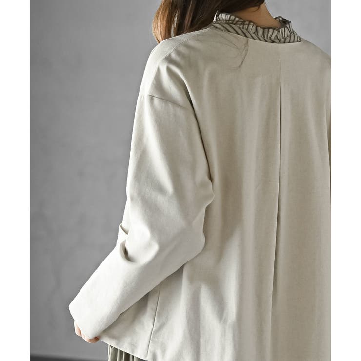 麻混ノーカラージャケット | rps | 詳細画像6 