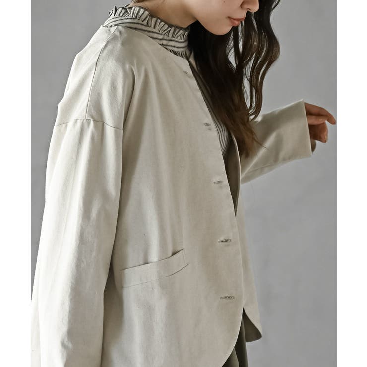 麻混ノーカラージャケット | rps | 詳細画像8 