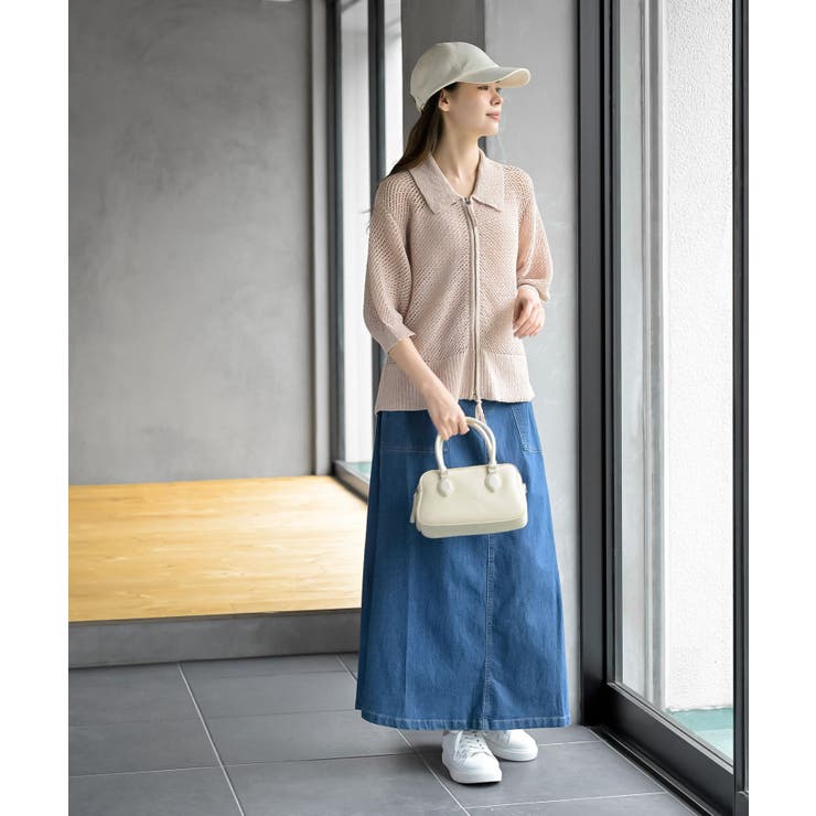 衿付き５分袖透かし編みＺＩＰカーディガン | rps | 詳細画像10 