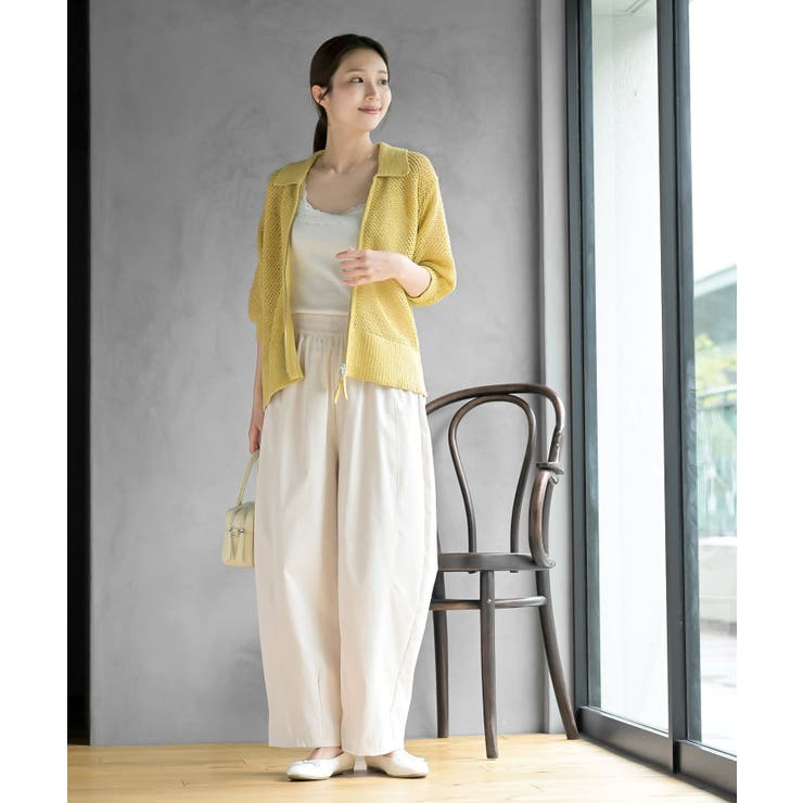 衿付き５分袖透かし編みＺＩＰカーディガン | rps | 詳細画像18 