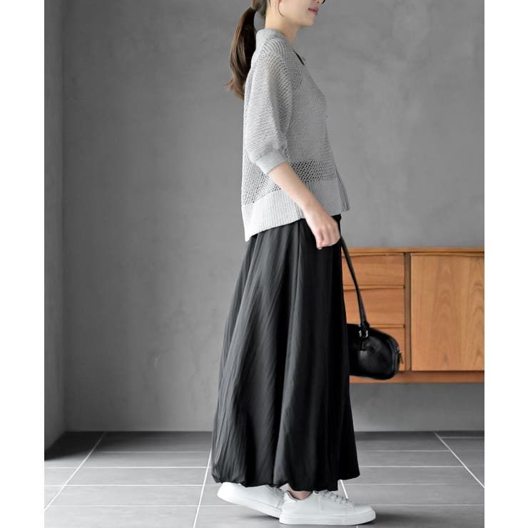 衿付き５分袖透かし編みＺＩＰカーディガン | rps | 詳細画像5 