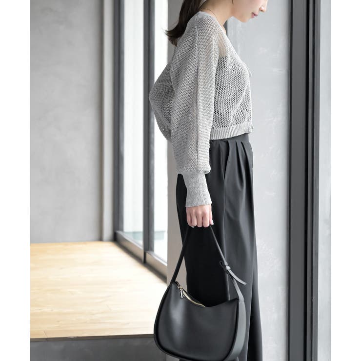 透かし編みフロントリボンラメニットカーディガン | rps | 詳細画像11 